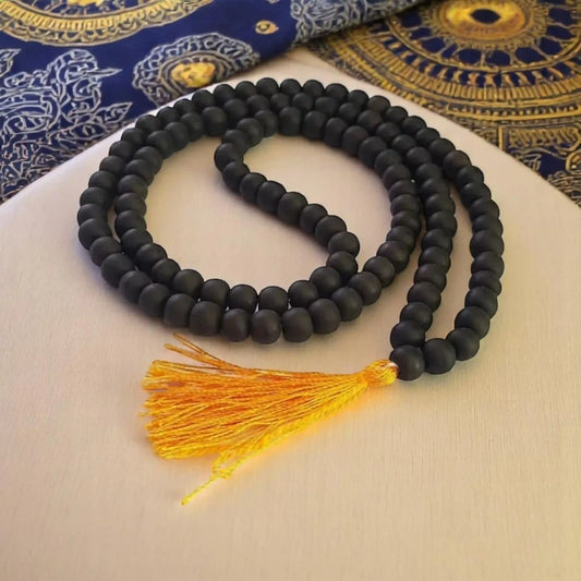Original Karungali Mala 8mm 108 Beads (Yellow Thread)