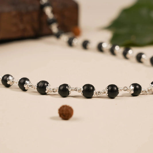 Certified Karungali Silver Mala